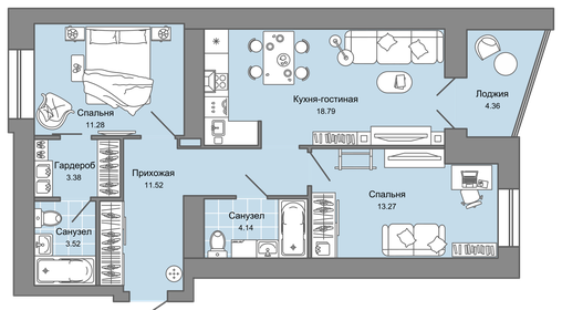 79 м², 3-комнатная квартира 8 032 244 ₽ - изображение 34
