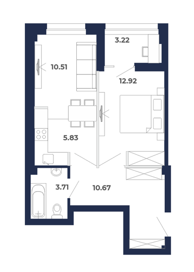46,9 м², 2-комнатная квартира 5 176 580 ₽ - изображение 1