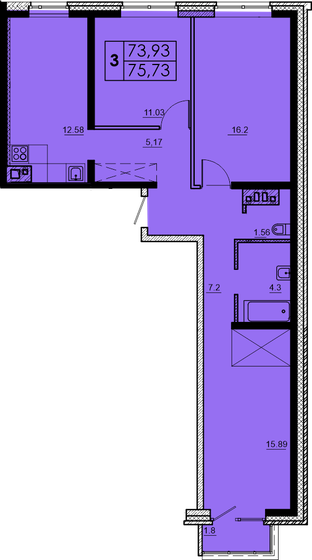 75,7 м², 3-комнатная квартира 6 815 700 ₽ - изображение 1
