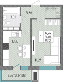 35,1 м², 1-комнатная квартира 4 277 322 ₽ - изображение 28