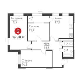 Квартира 89,6 м², 3-комнатная - изображение 1