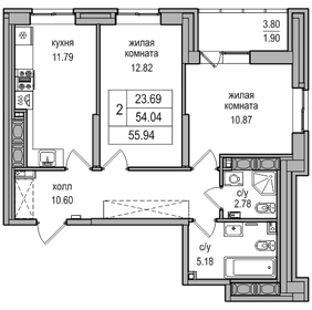 53,4 м², 2-комнатная квартира 11 089 404 ₽ - изображение 28