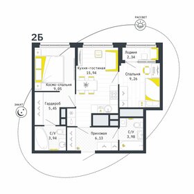 Квартира 54,9 м², 2-комнатная - изображение 1