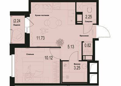 Квартира 34,4 м², 1-комнатная - изображение 1