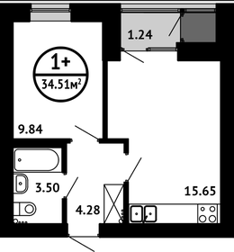 Квартира 34,5 м², 1-комнатная - изображение 1