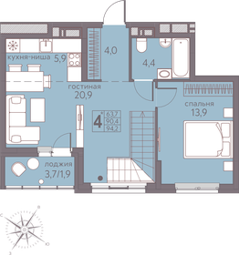 Квартира 94,2 м², 4-комнатная - изображение 1