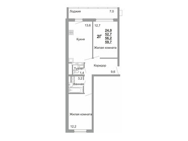 56,8 м², 2-комнатная квартира 8 378 000 ₽ - изображение 47