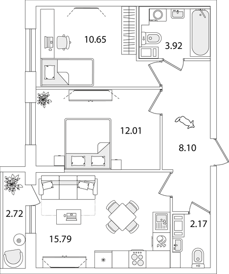 54 м², 2-комнатная квартира 13 027 221 ₽ - изображение 1
