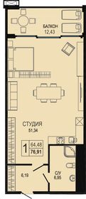 76,9 м², апартаменты-студия 15 392 000 ₽ - изображение 72