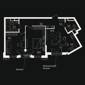 Квартира 66,3 м², 3-комнатная - изображение 1