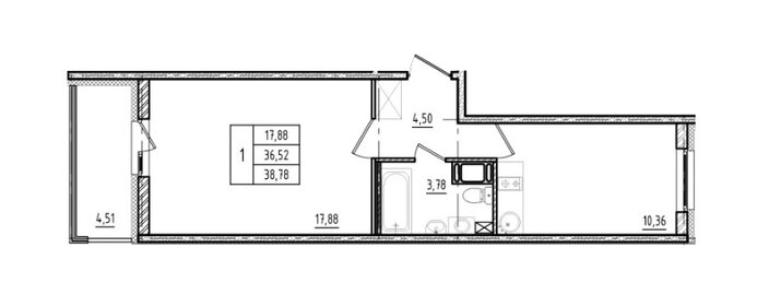 Квартира 41,1 м², 1-комнатная - изображение 1