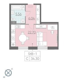 Квартира 34,2 м², студия - изображение 1