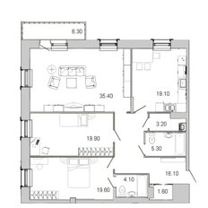 Квартира 124,7 м², 3-комнатная - изображение 2