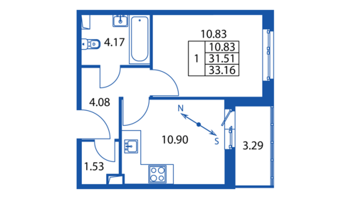 31,6 м², 1-комнатная квартира 4 800 000 ₽ - изображение 110