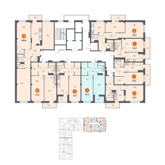 47,8 м², 1-комнатная квартира 6 978 800 ₽ - изображение 25