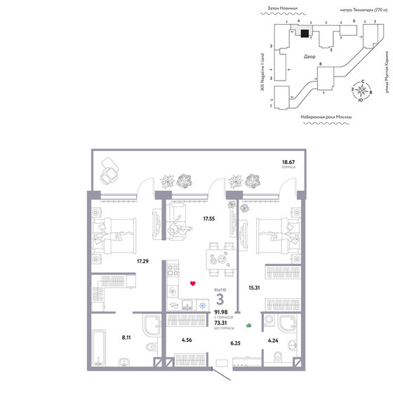 92 м², 3-комнатная квартира 42 790 000 ₽ - изображение 1