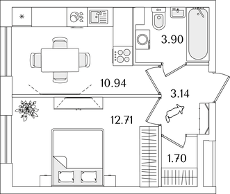 31,5 м², 1-комнатная квартира 7 956 705 ₽ - изображение 45