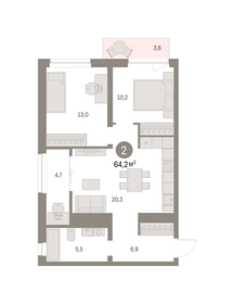 66 м², 2-комнатная квартира 12 930 000 ₽ - изображение 23