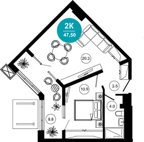 49,3 м², 2-комнатные апартаменты 26 000 000 ₽ - изображение 43