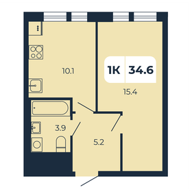 34,4 м², 1-комнатная квартира 3 950 000 ₽ - изображение 6