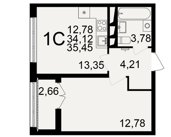 Квартира 35,5 м², 1-комнатная - изображение 1