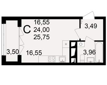 25 м², квартира-студия 3 400 000 ₽ - изображение 62