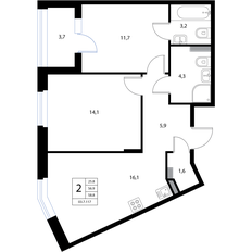 Квартира 58,8 м², 3-комнатная - изображение 2