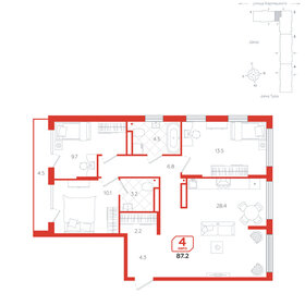 Квартира 87,2 м², 4-комнатная - изображение 1