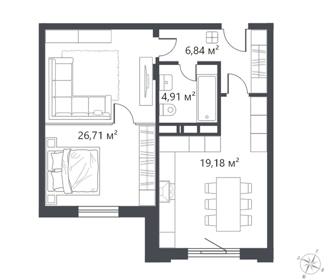 57,6 м², 1-комнатная квартира 8 050 000 ₽ - изображение 1
