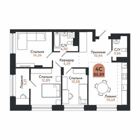 Квартира 80,9 м², 4-комнатная - изображение 1