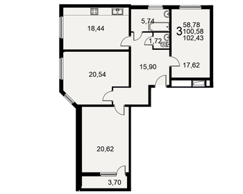 Квартира 102,4 м², 3-комнатная - изображение 1