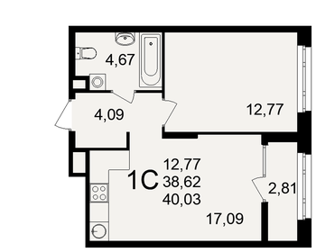 43 м², квартира-студия 4 500 000 ₽ - изображение 22