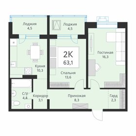 57,7 м², 1-комнатная квартира 7 821 000 ₽ - изображение 28