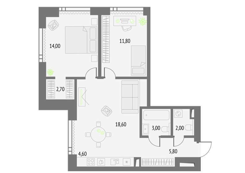 62,5 м², 2-комнатная квартира 26 388 888 ₽ - изображение 27