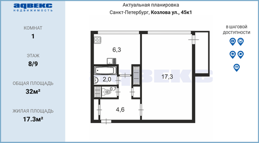 31,2 м², 1-комнатная квартира 4 600 000 ₽ - изображение 97