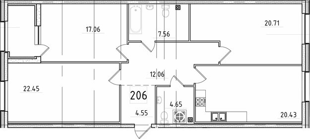 Квартира 112,9 м², 3-комнатная - изображение 1