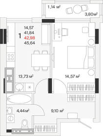 45,1 м², 1-комнатная квартира 6 532 250 ₽ - изображение 12