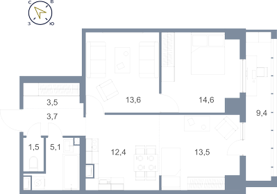 70,9 м², 2-комнатная квартира 6 650 000 ₽ - изображение 97