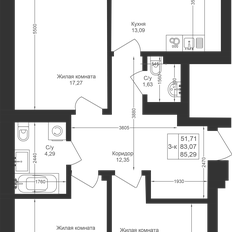 Квартира 85,3 м², 3-комнатная - изображение 2