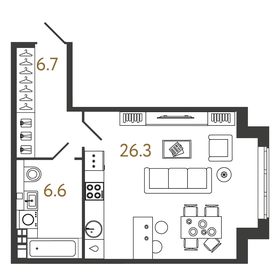 13,3 м², апартаменты-студия 6 890 000 ₽ - изображение 141