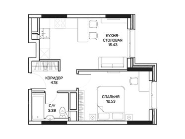 Квартира 35,5 м², 1-комнатные - изображение 1