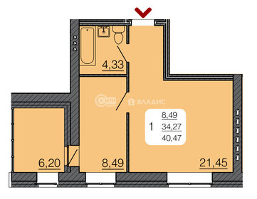 Квартира 40,5 м², 1-комнатная - изображение 1