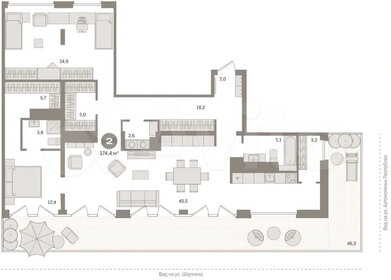 Квартира 175 м², 3-комнатная - изображение 1