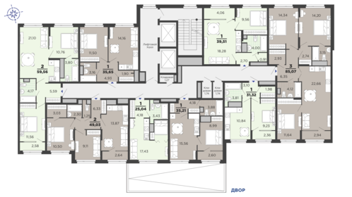 85,1 м², 3-комнатная квартира 9 128 400 ₽ - изображение 16