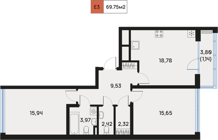 69,8 м², 2-комнатная квартира 25 373 968 ₽ - изображение 8