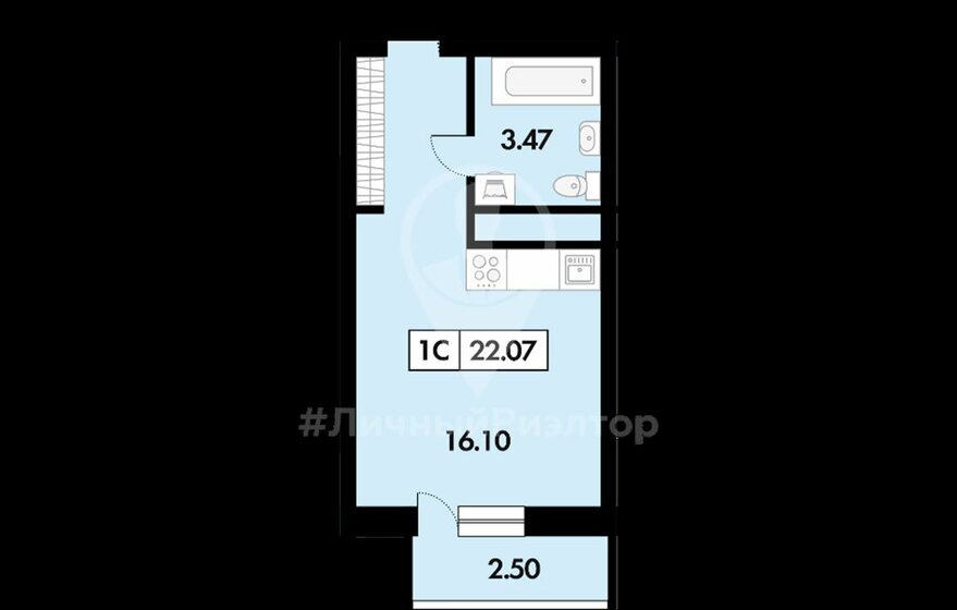 22,1 м², квартира-студия 2 380 000 ₽ - изображение 1