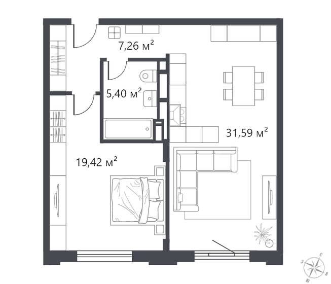 63,7 м², 1-комнатная квартира 8 900 000 ₽ - изображение 1