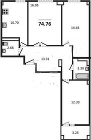 Квартира 74,8 м², 3-комнатная - изображение 2