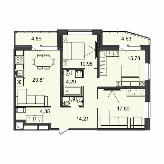 93,2 м², 3-комнатная квартира 19 160 988 ₽ - изображение 15