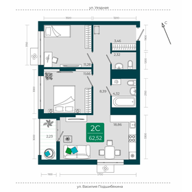 62,5 м², 2-комнатная квартира 7 900 000 ₽ - изображение 11